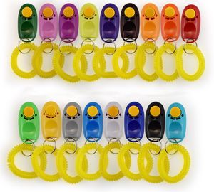 Nouveau Clicker de formation de chien de chat de compagnie en plastique nouveaux chiens cliquez sur formateur Clickers transparents avec bracelet en gros LX031