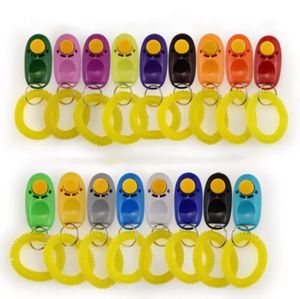 Nouveau Pet Chat Chien Formation Clicker En Plastique Nouveaux Chiens Cliquez Formateur Clickers transparents Avec Bracele En Gros GG