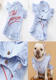 Nieuwe kleding voor huisdieren mode gestreept borduren afdrukken rok comfortabele hond kant rok huisdier club gestreepte borduren jurk fabriek dir3503760