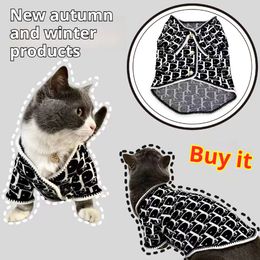 Nieuwe huisdier trui trendy merk kanten vest gouden klassieke zwarte hond kat herfst winter warme en koude resistent kleren