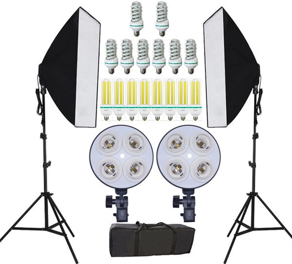 Livraison gratuite NOUVELLE photographie studio photo éclairage continu kits de softbox équipement photo et double 4 support de lampe diffuseur de studio photo