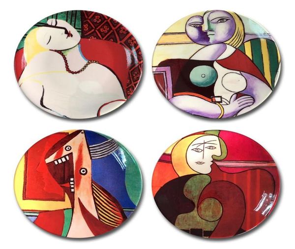 Picasso – peinture à l'huile célèbre, assiette décorative, abstrait espagnol, tenture murale, plat artisanal, décor de maison, entier, 6 pouces, 6524240