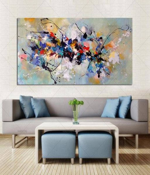 Nueva pintura de imagen pinturas al óleo abstractas sobre lienzo 100 arte de lienzo colorido hecho a mano arte moderno para la decoración de la pared del hogar Y2001023889542