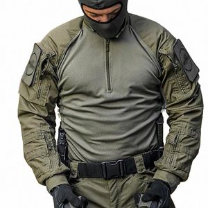 Nouveau Pieer tactique grenouille costume Camoue homme entraînement en plein air chasse respirant Lg-manches chemise Combat militaire Fans uniforme B0p8 #
