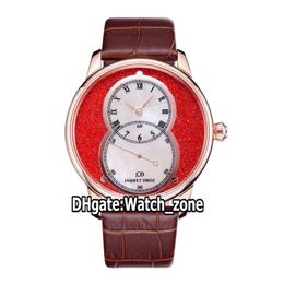 Nieuwe Pierre Jaquet Droz Grande Seconde omcirkeld J014013340 A2824 automatisch herenhorloge rood witte wijzerplaat rosé gouden kast lederen band Wa275G