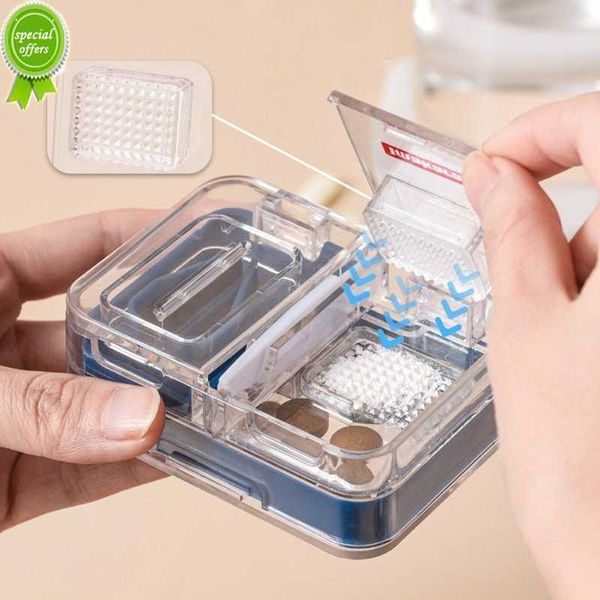 Nouveau Pill Cutter Dispenser Médicament Organisateur comprimés voyage pilulier avec Seal Division Médecine Broyage Splitter Médecine Cutter