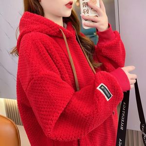 Nieuwe Ananas Raster 2024 Winter Fluwelen Sweatshirt Dames Koreaanse Versie Zilveren Vos Fluwelen Top Met Capuchon Plus Size Dames