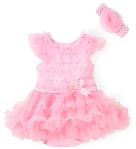 Nouvelle bébé rose bébé grenouillère en dentelle de tutu robe nouveau-né les fleurs de combinaison de mode d'été de mode