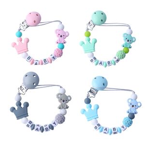 Nouveau Rose Clips Crochet Perles Silicone Couronne Sucette Chaîne Titulaire Douche Jouet pour Bébé Nouveau-Né Cadeau