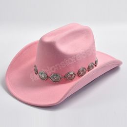 Nieuwe roze cowboyhoed voor damesfoto rekwisieten Cowgirl Jazzhoeden Feestjurk Cap Sombrero Hombre