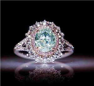 Nouveau rose cristal cz anneaux de haute qualité classiques de fiançailles féminines anneaux de mariage féminin en verdure verte topaze entière juive2454966