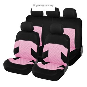 Nieuwe roze borduurwerkauto -covers Set Universal Fit de meeste s met bandenspoor detailstyling interieurs