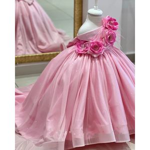 Nieuwe roze bloemenmeisjes jurken prinses doopjurk bruiloft feest baljurken verjaardag jurk op maat gemaakt gemaakt