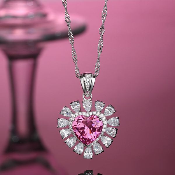 Collier pendentif en forme de cœur rose en argent Sterling S925, bijoux de Niche de personnalité, haute qualité, cadeau romantique pour la saint-valentin, nouvelle collection