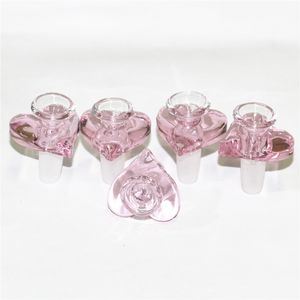 Nouveau rose amour coeur forme bol en verre accessoires pour fumer pour narguilé Bong conduite d'eau 14mm mâle barboteur huile Dab Rigs shisha