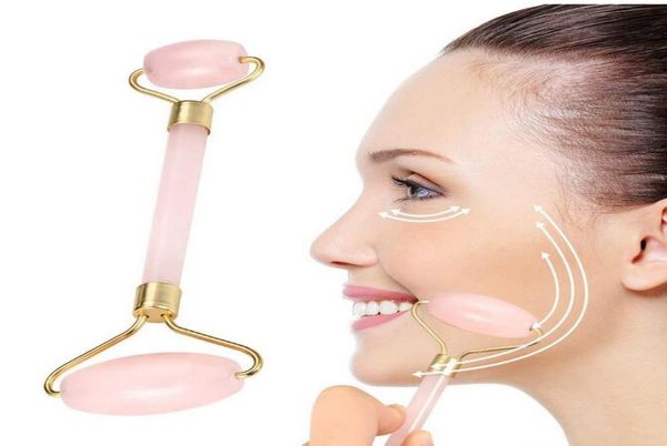 NOUVEAU MASSAGE ROSAL MASSAGE Thérapie à rouleaux faciaux Natural Rose Quartz outils minceur pour le visage de la peau Massage du corps des yeux 2664154
