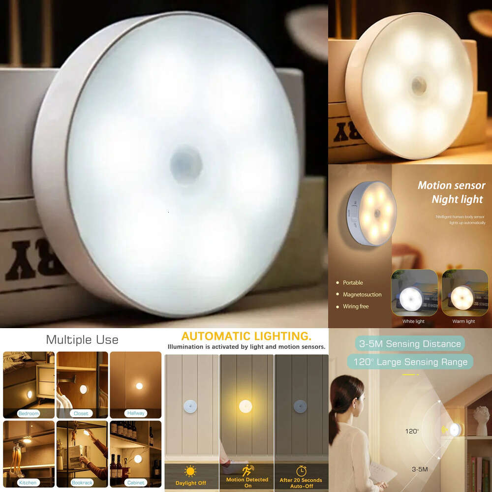 New PIR Motion Sensor LED Rechargeable Smart Wall-Mounted Lamp For Stairs Hallway Cabinet Closet Wardrobe Night Light
