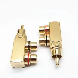 NIEUW PISTOL PURE KOPER GOLD GOLD LOTUS RCA EEN IN TWEE AUDIO EN VIDEO TEE RCA Eén man en twee vrouwelijke AV-adapter mannelijk en vrouwelijk, zeker,