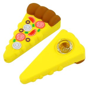 Nouvelle pipe à main Pizza tenue mini huile portable plate-forme bong cuillère tuyaux accessoires fumeurs tabac barboteur en silicone