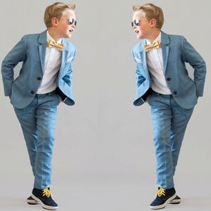 Nieuwe Plaid 2 Pieces Boy's Formal Wear Suit Summer Kids Wedding Kids Designer kleding Boys for Party Prom