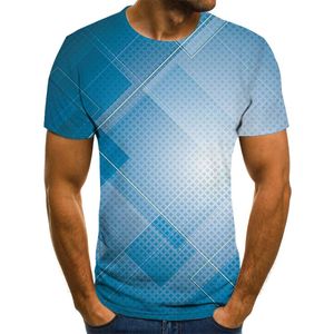 Nieuwe geruite heren T-shirts zomer casual korte mouwen mode 3D ronde hals tops eenvoudige streetwear