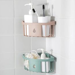 Nieuwe plastic hoek opbergrek keuken organisator plank gootsteen spons borstel houder badkamer hoek toiletartikelen opslag houdersink spons borstel houder plank