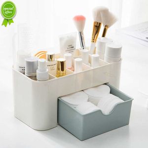 New Plastic Makeup Organizer MakeUp Brush Storage Box with Drawer Cotton Swab Stick Storage Case Hot