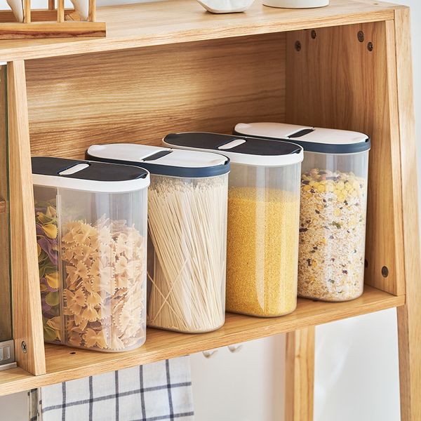 Nouveau récipient de rangement en plastique Pâtres de riz distributeur céréales Organisateur Boîtes armoires Réfrigérateur Bocs de rangement Accessoires de cuisine à la maison
