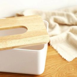 Nueva caja de pañuelo de plástico papel de cubierta de madera moderna con roble casera de servilletas estuche de soporte de servilletas organizador de decoración de la casa urbanista organizador de tejidos