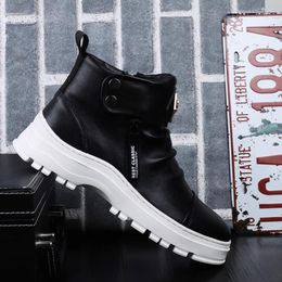 Nieuwe platform witte loafers hoogwaardige leren laarzen anti-rimpel party trouwschoenen punk comfortschoen