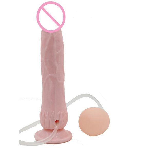 Nuevo Placer Consolador grande Pene de goma Agua Eyaculador Consolador Juguetes sexuales Estimulador de clítoris Masturbador femenino Consolador anal Masaje Y2721023