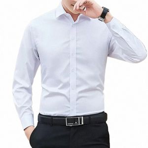 Nieuwe plus size 6xl 7xl 8xl Men Solid Color Busin Shirt Fi Classic Basic Casual Slim White LG Sleeve Shirt Brand Kleding Z8WU#