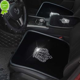 Nueva funda de asiento de coche de felpa, accesorios de cojín de asiento Interior de coche Crown Diamond, fundas de asientos de invierno de tamaño Universal negro, estilo de coche