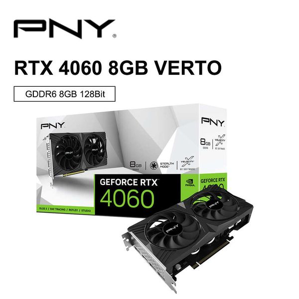 Nouveau PNY GeForce RTX 4060 8GB carte graphique de jeu VERTO GDDR6 Nvidia RTX4060 cartes vidéo GPU 8Pin 128Bit 4060 placa de vdeo