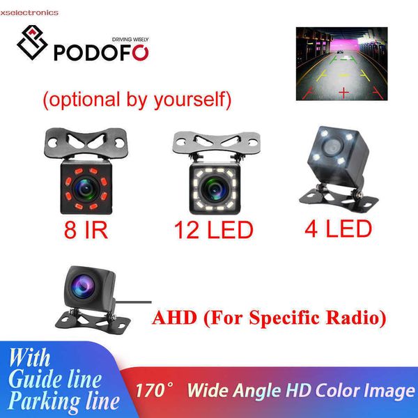 Nouvelle caméra de recul de voiture Podofo caméra de stationnement de secours universelle 4/8/12 LED 8IR Vision nocturne étanche 170 grand Angle HD Image couleur