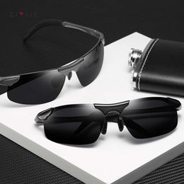 Nouvelles lunettes de soleil polarisantes Fashion Mens Sports Black Sunglasses Metal Half Frame