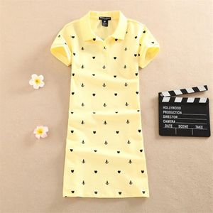 Nieuwe Polo 2019 Bloemenprint Party Elegante Jurk T-shirt Zomer Mini Vrouwen Dunne Interim Katoen Gewaad Ete Femme T-shirt Korte vestidos 2771