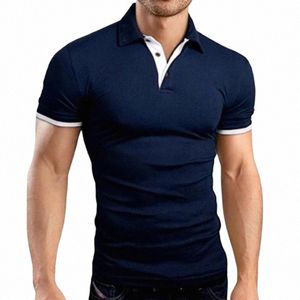 Nieuwe Polo Shirt Mannen Zomer Striking Heren Shorts Mouw Polo Busin Casual Ctrast Kleur Mannen Polo Shirt Tee Merk kleding 653l #