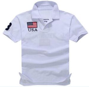 Nieuwe polo -shirts Big Horse Embroidery Men USA Frankrijk Italië VK Vlag Business Casual Summer Sport Jerseys Golf Tennis Thirts White 5139044