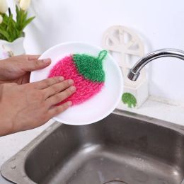 NOUVEAU POLYESTER Strawberry Yarn Dish Cuisine Cuisine Propuls de brosse propre