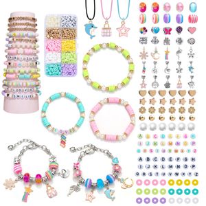 Kit de bracelet et collier en perles en argile polymère, fait à la main, pour filles et enfants, bijoux faits à la main, cadeaux de noël, nouvelle collection