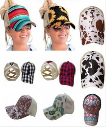 Nouvelle queue de cheval Cap de baseball 16 styles croisés croisés coton coton coton plaid cactus high en désordre chapeaux dda5517601351