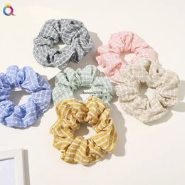 Nieuwe paardenstaart haarband touw meisje vrouwen zachte doek stretch elastische haarbanden haarring geruite elegante scrunchies hoofdband kauwgomhouder