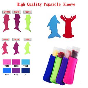 Nouveau Popsicle Holders Sleeve Ice Pack Isolation Child Freeze Protection Cover Popular Shark Solid Color Ice Sleeves Livraison gratuite