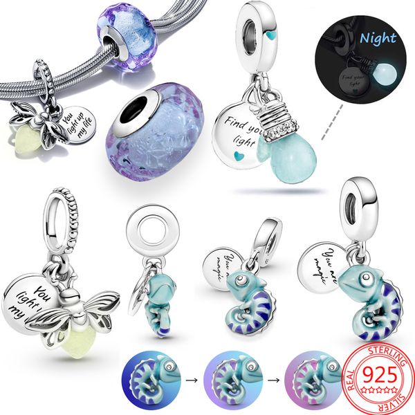 Nuevo Popular 100% 925 Plata de ley Lindo Animal Colgante Chameleon Charm para Pandora Pulseras y Collares para Niños Accesorios de Regalo de Joyería DIY