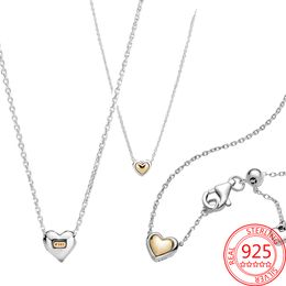 Nuevo Popular 925 pura plata de lujo 14 K oro amarillo corazón collar collar señora joyería accesorios fiesta regalo