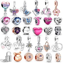 Nouveau populaire 925 argent sterling 2 Pièces papillon Love Key Lock Perles pour Bracelet P original Collier Dames Men Diy J7804545