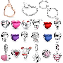 Nuevo popular 925 pulsera de plata esterlina colgante de cuentas del día de san valentín para niños niñas adecuado para el encanto original de pandora joyería de las mujeres accesorios de moda