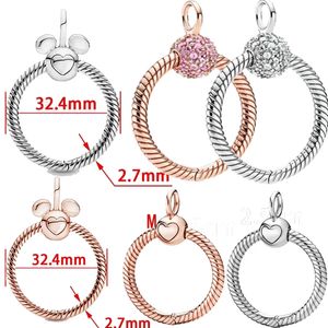 Nouveau populaire 925 argent sterling pendentif à breloque cercle pandora collier bricolage femmes bijoux accessoires de mode cadeau