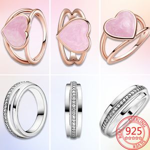 Nouveau Populaire 925 en argent Sterling Couple anneaux bricolage dames mode Halo coeur bijoux pour la mode breloque